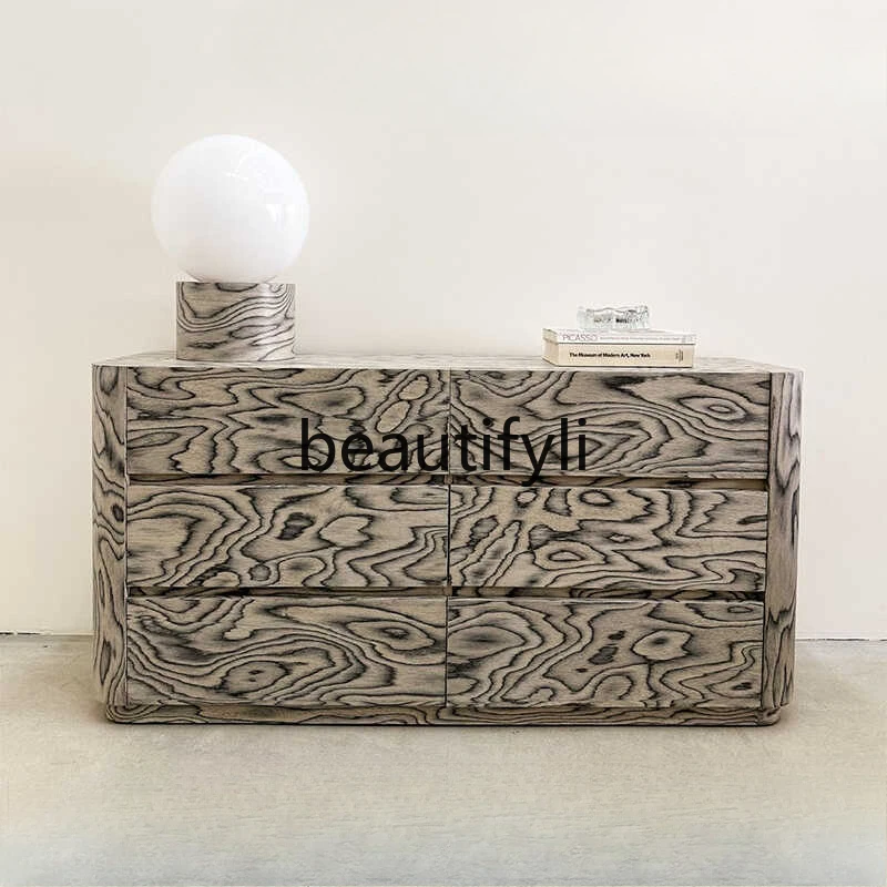 Light luxury solid wood chest cabinet Modern simple drawer storage storage cabinet Entrance vertical Decorative cabinet