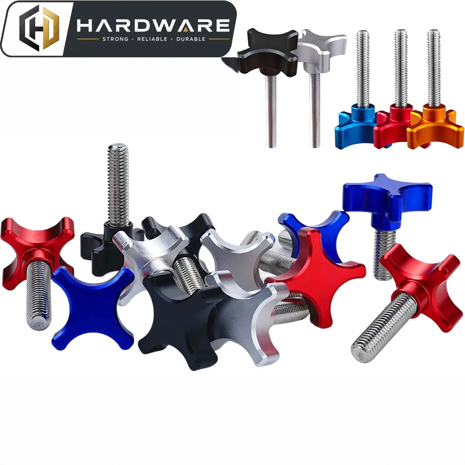 1pc M6 M8 *10mm to 100mm Stainless Steel Thread Aluminum Star Plum Bakelite Hand Tighten Thumb Screw Knob Tightening Screw Bolts