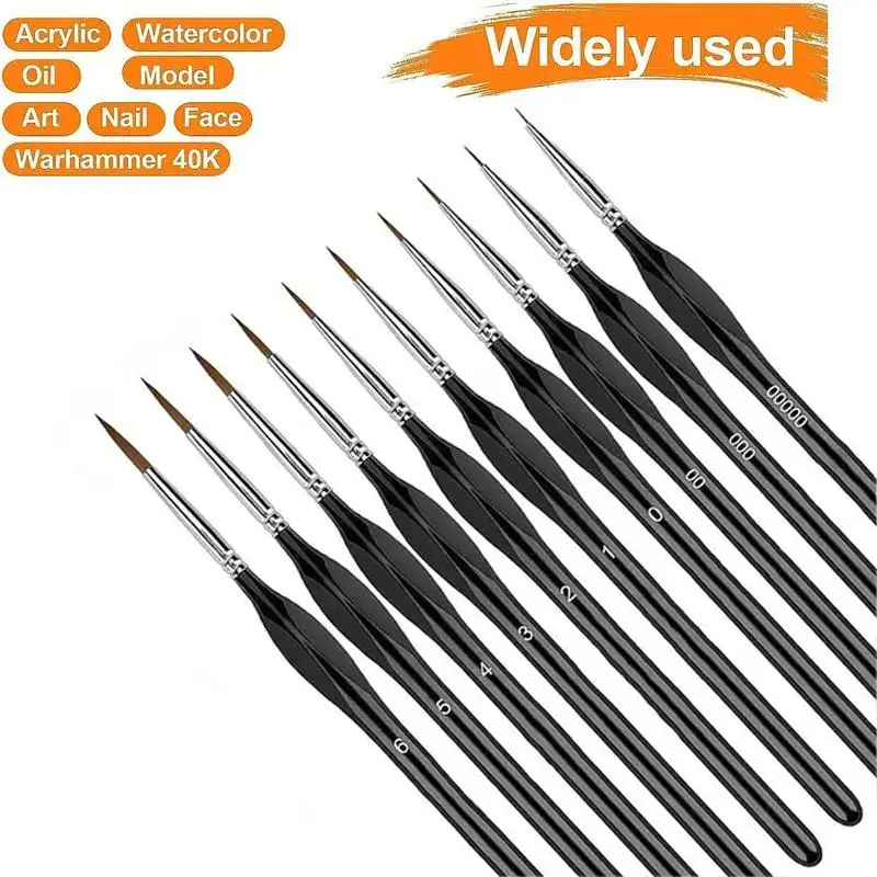 Triangular Grip Handles Fine Tip Paint Brush Acrylic Watercolor Oil Painting For Face Nail Model Painting Micro Detail Brush Set