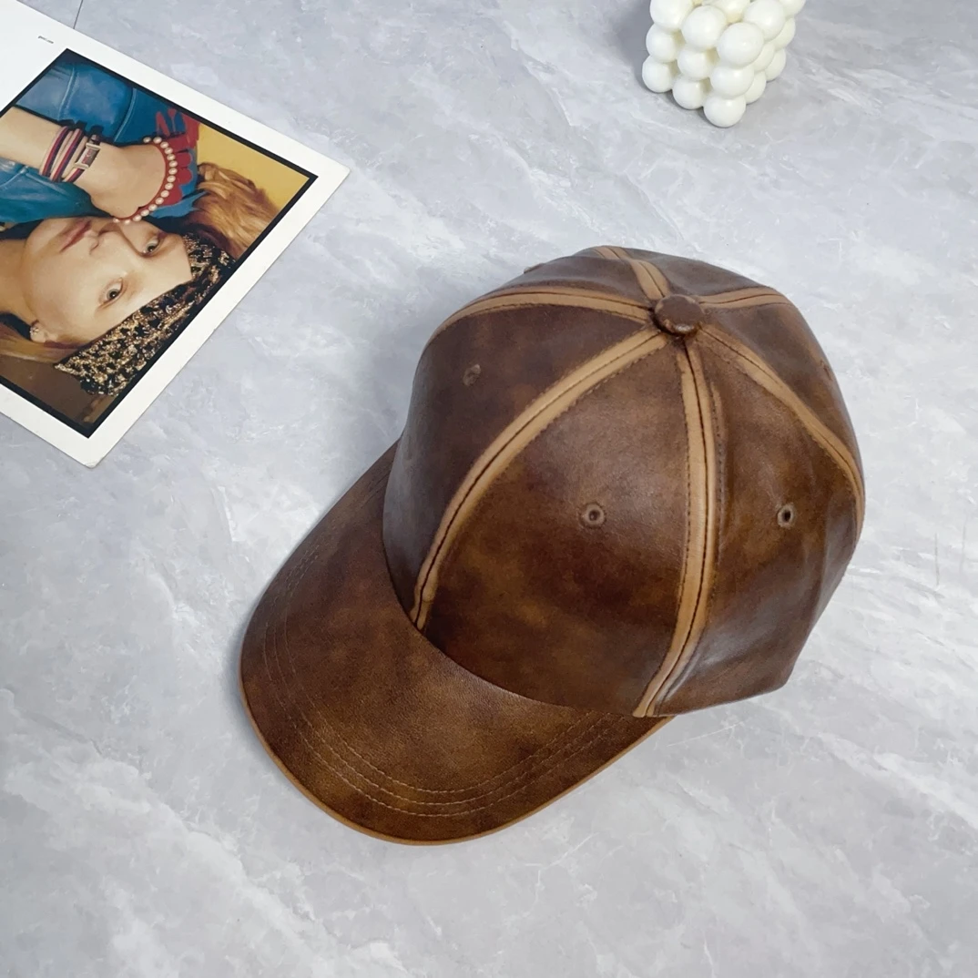 High end genuine leather baseball cap, latest fashion trend, exquisite craftsmanship