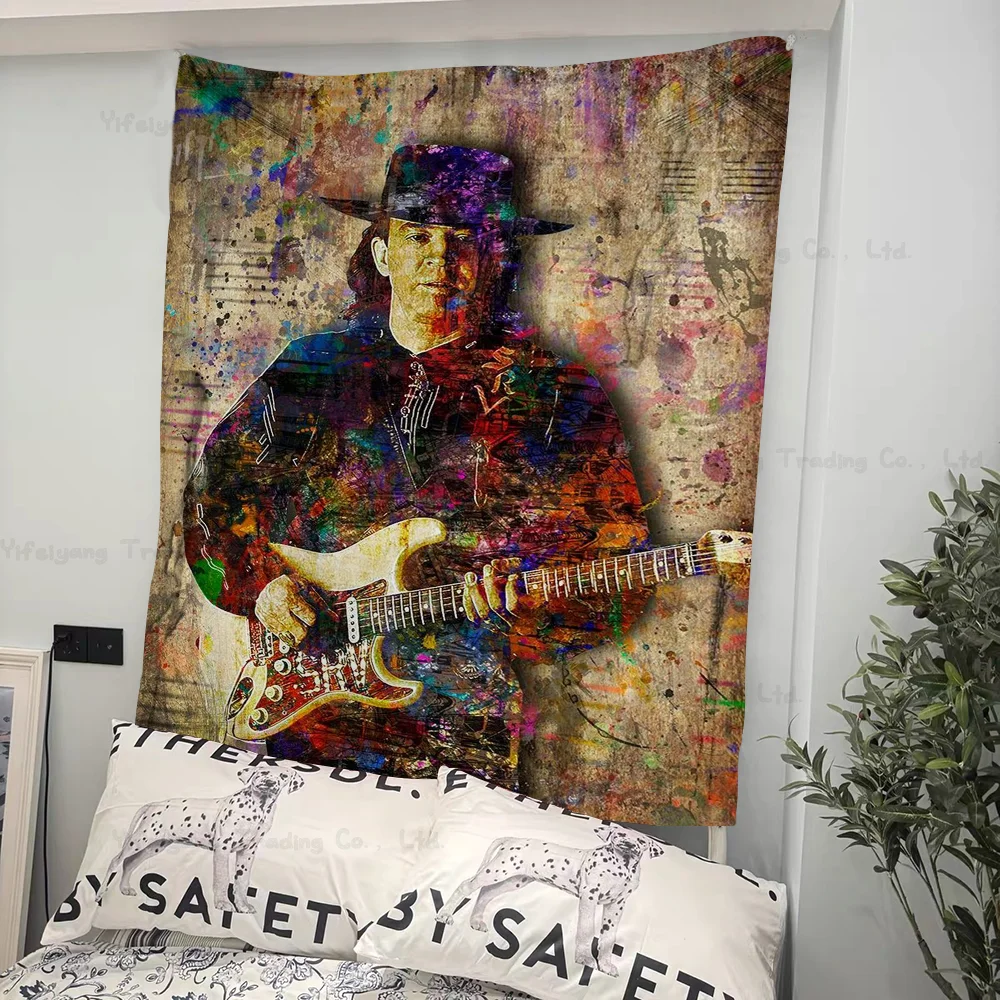 

Guitar Player Stevie Ray Vaughan Cartoon Tapestry Art Science Fiction Room Home Decor Wall Hanging Sheets