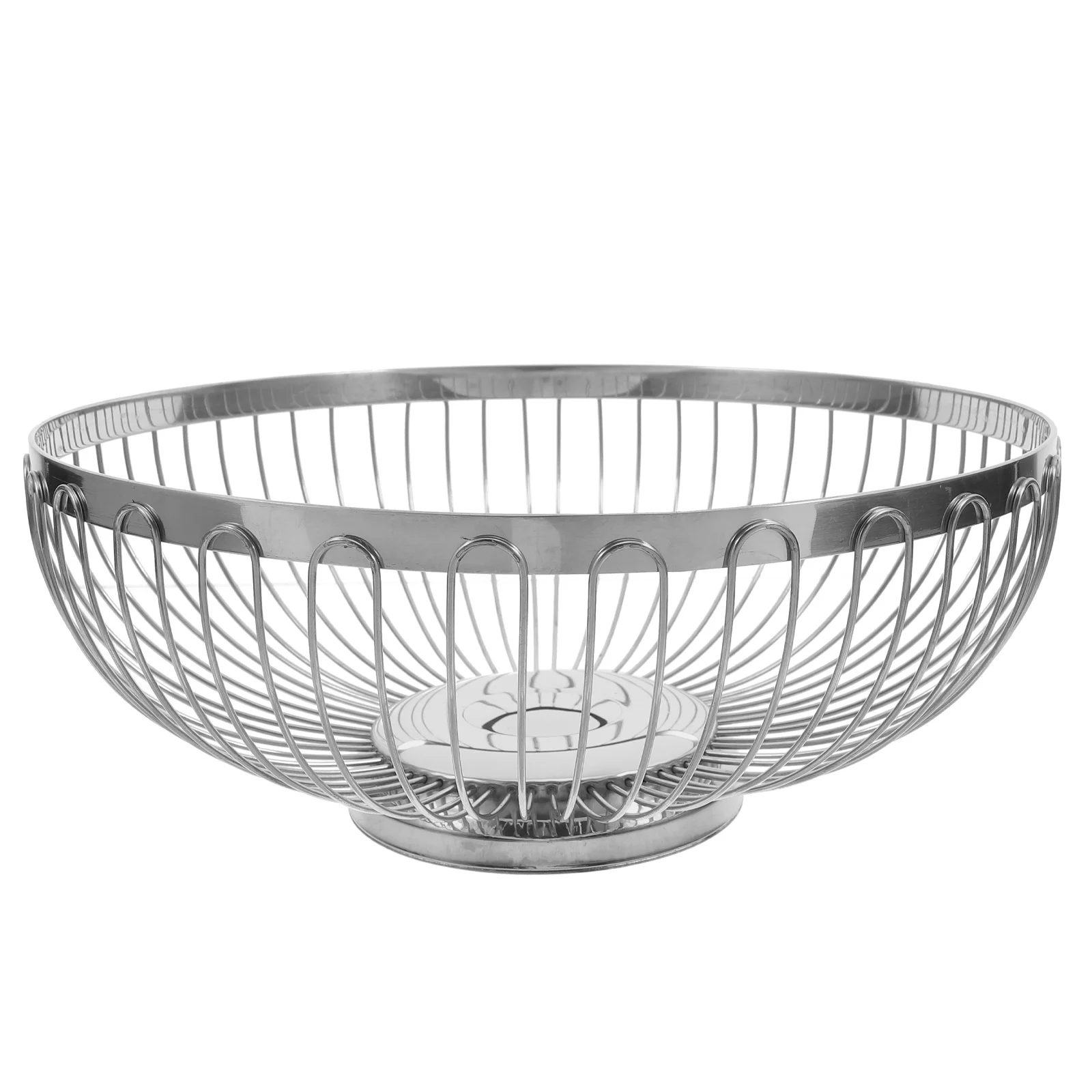 

Stainless Steel Fruit Basket Hollow Metal Wire Design Kitchen Storage Vegetable Bread Egg Holder Countertop Food Organizer