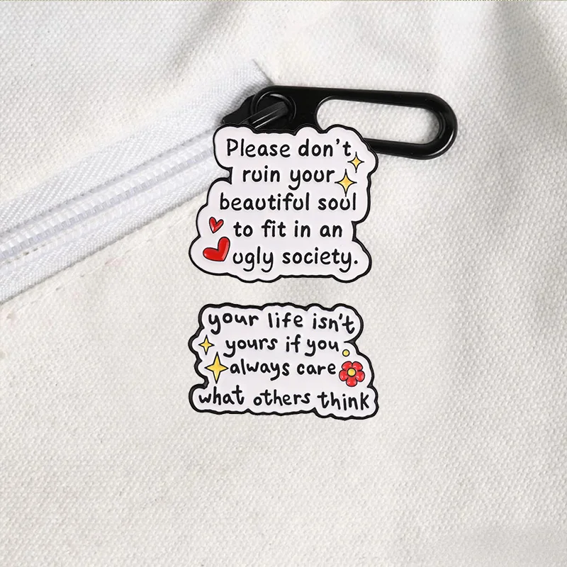 Inspirierende Blumen-Zitat-Emaille-Abzeichen Positive Energie Blumen-Kirsch-Pin Legierungs-Broschen Revers-Rucksack-Schmuck Geschenke für Mädchen – Detail 3