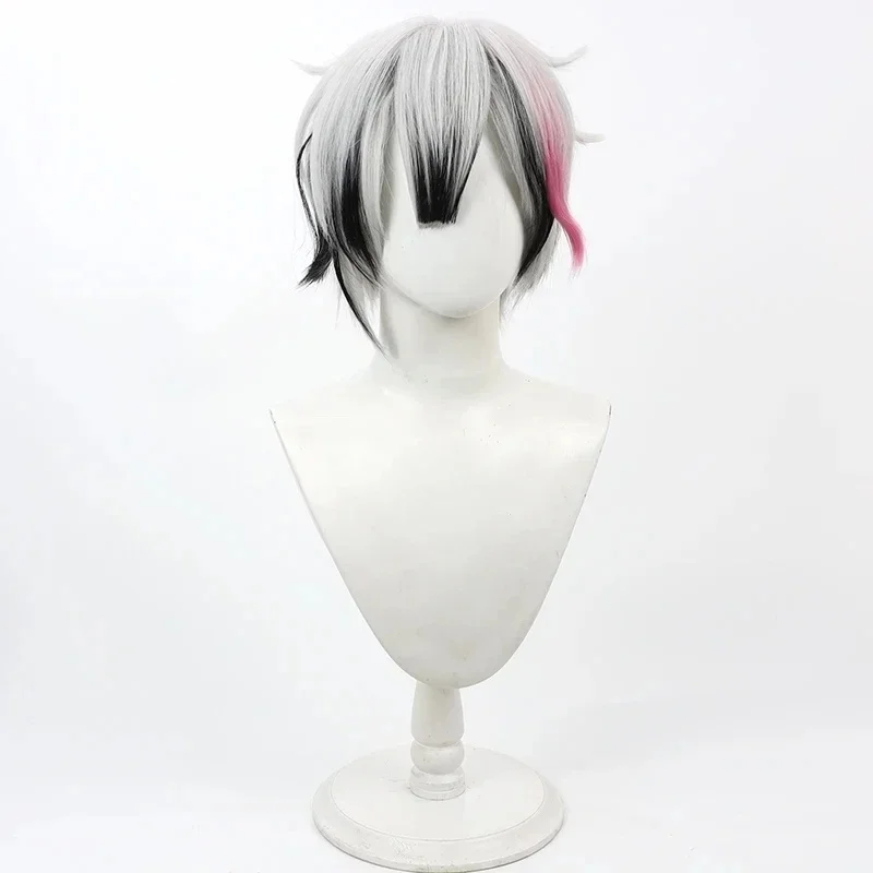 w,3;d'6.c\f/NewDevil Butler with Cat Berrien Cosplay Wig Short Gray Black Pink Heat Resistant Synthetic Hair H2;a'5\f,8/h' - view 5
