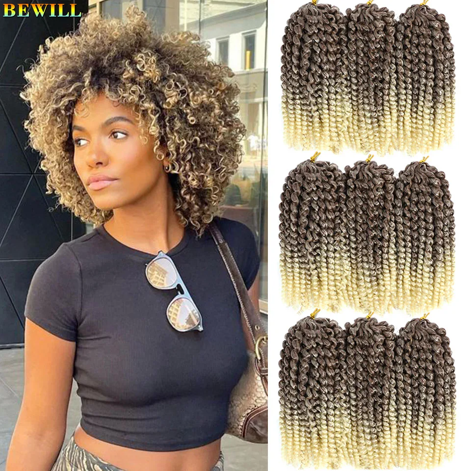 8 12 Inch Short Passion Twist Hair Marlybob Crochet Braids Hair Pre Looped Kinky Curly Synthetic Crochet Hair for Women And Kids