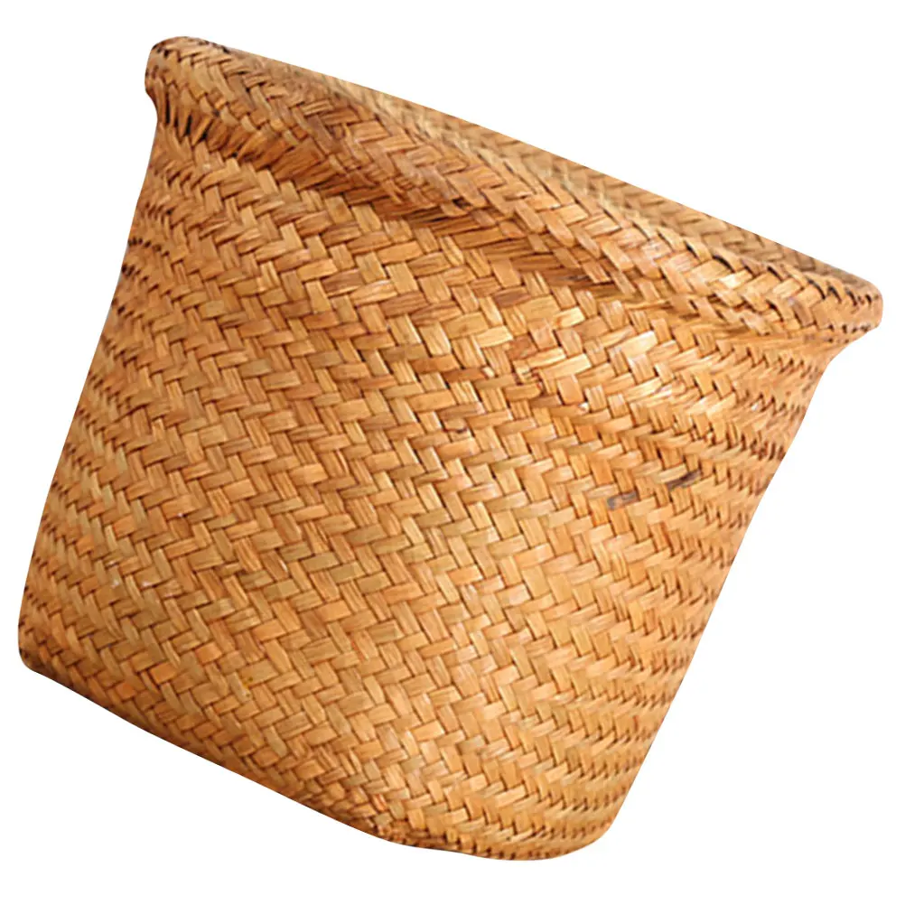 

Wicker Waste Paper Bin Woven Trash Can Baskets Kitchen Cans Rattan Small Garbage