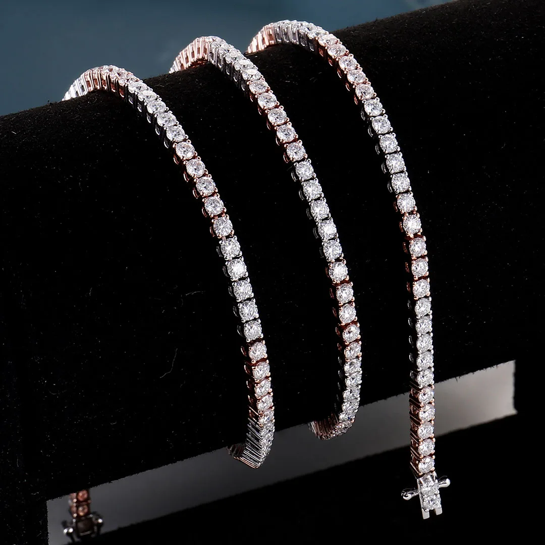 

Provence Luxury Tennis Necklace 20In Rose White Gold DEF/VS Lab Diamonds Hip Hop Choker Punk Party jewelry Women Men Custom