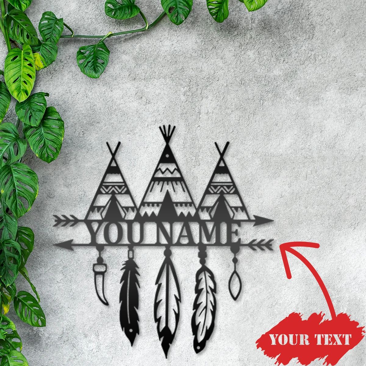 

1pc Tent feather creative Personalized name Iorn Wall Signs Metal Wall Plaque For Wall Decor