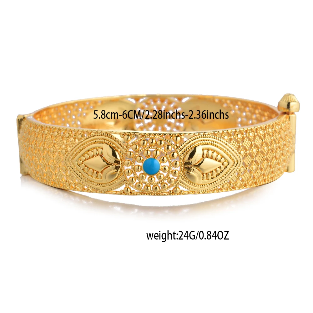 1 Stück 24K Goldfarbene Armreifen Arabische Äthiopische Nigerianische Bankett-Hochzeits-Armbänder Party-Choker Kupferschmuck Geschenke – Detail 5
