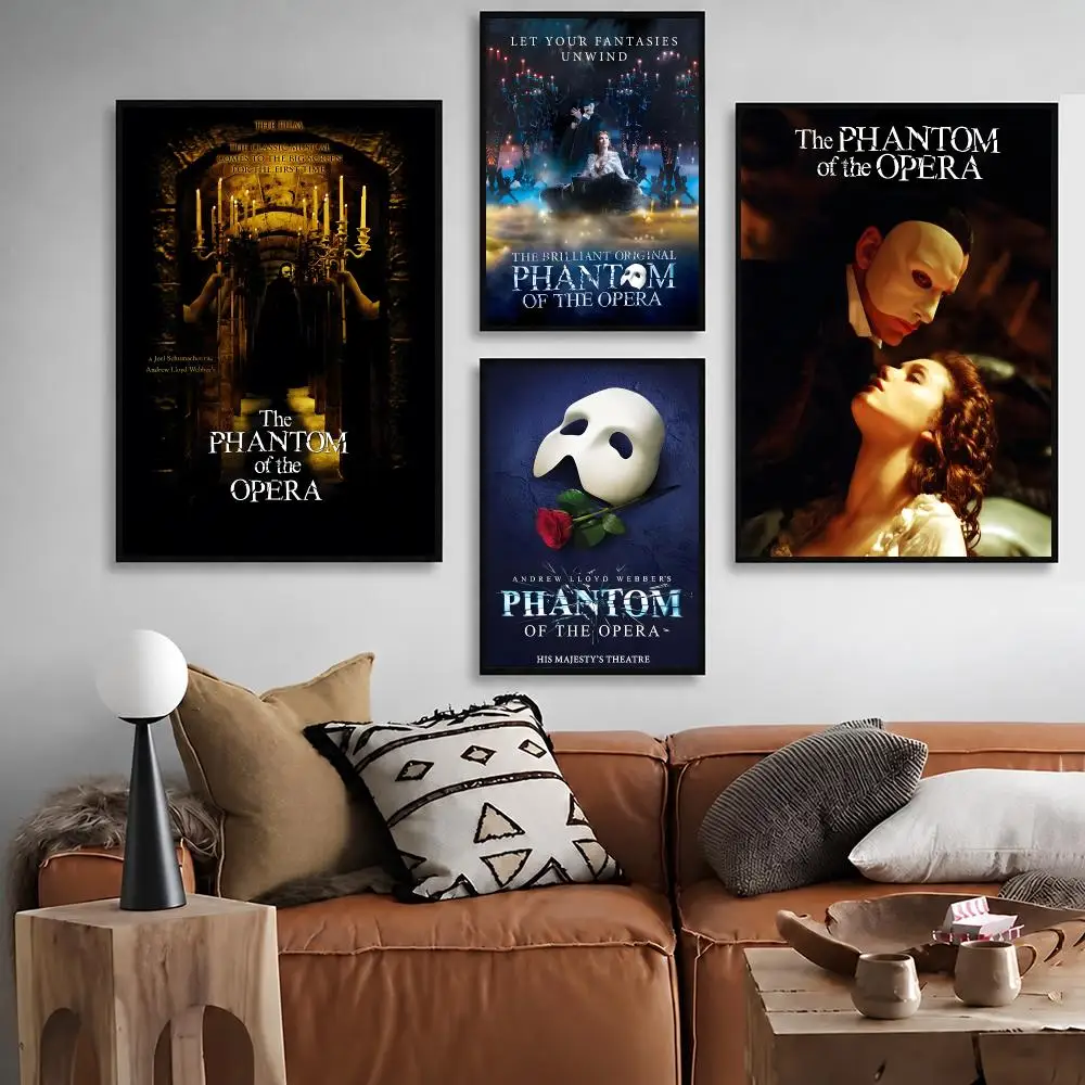 Musical The Phantom Of The Opera Poster Waterproof Peel‑and‑Stick Wall Sticker, Art Print for Bar Cafe Living Room