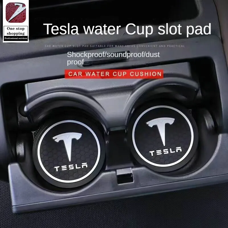 Alfombrilla universal para vasos de agua para Tesla Model 3 Y, tapete con ranura para puerta, caja de almacenamiento de artículos diversos, tapete