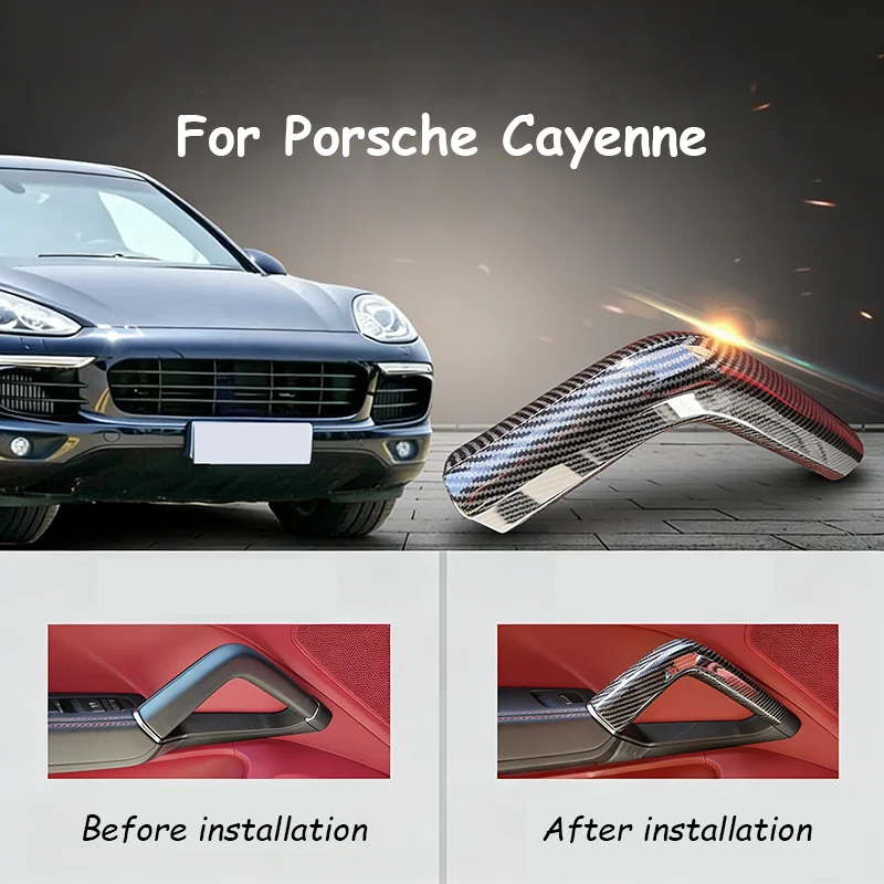 

Для Porsche Cayenne 2011-2024: Защитная накладка на центральную консоль и дверной подлокотник из ABS-пластика с эффектом карбона, аксессуары для ручки открывания.