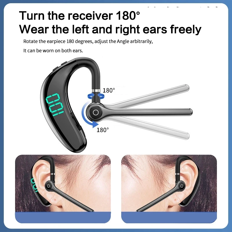 سماعات بلوتوث لاسلكية مع سماعات ميكروفون سماعة رأس بخاصية إلغاء الضوضاء بدون استخدام اليدين لتحدث قيادة الأعمال Audifonos