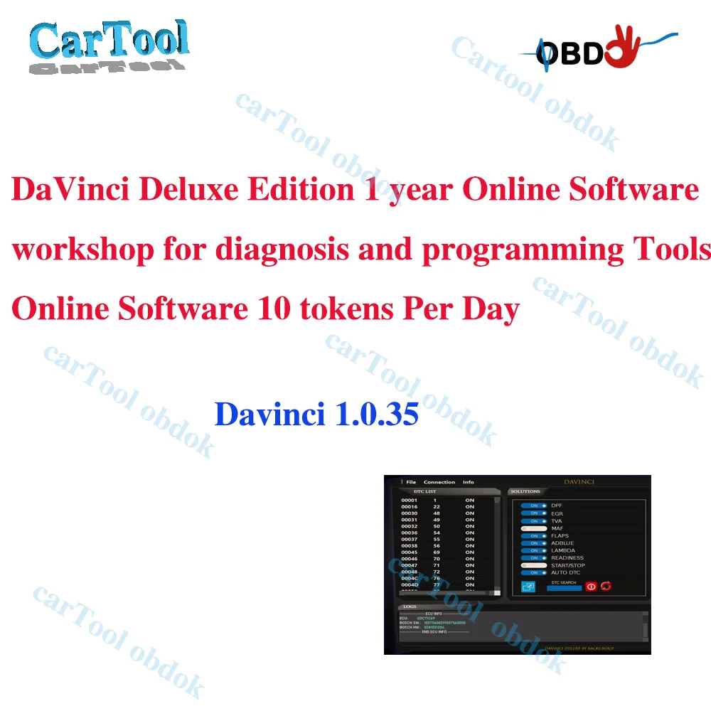 

DaVinci Deluxe Edition Workshop for Diagnosis and Programming Tools Online Software 10 Tokens Per Day ECU Tools