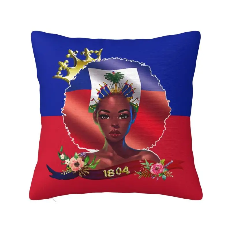 Soft Haitian Queen Haiti Independence Flag 1804 Throw Pillow Case Home Decorative Square Cushion Cover Pillowcover for Sofa