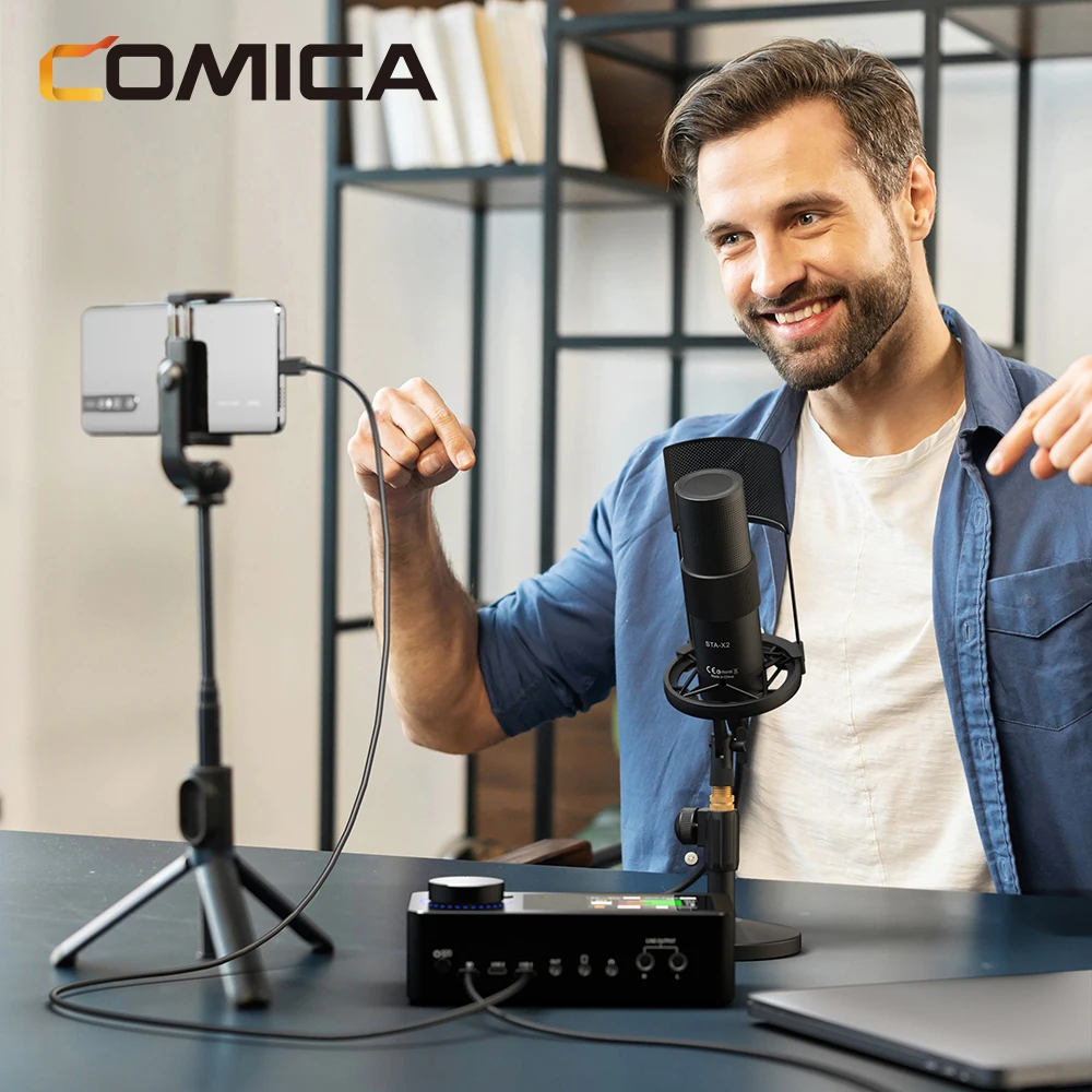 Comica STA-X2D Cardioid Condenser XLR Microphone Professional Noise Reduction Microphone for Live Broadcast/Recording/Podcast