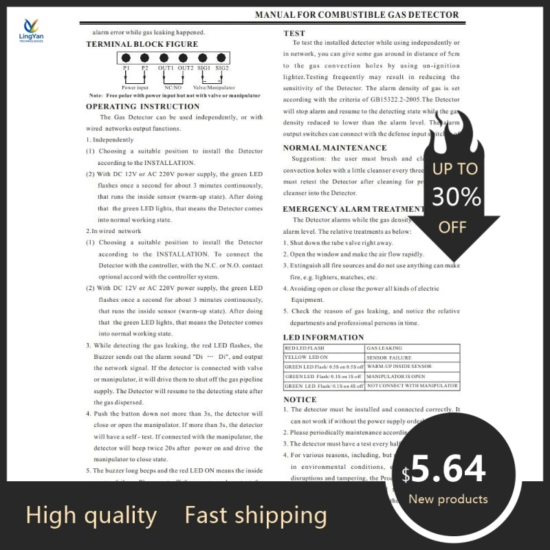 

Unique L6Y Portable WiFi Gas Propane Detector Combustible Leakage Detect Tool for Camper RV