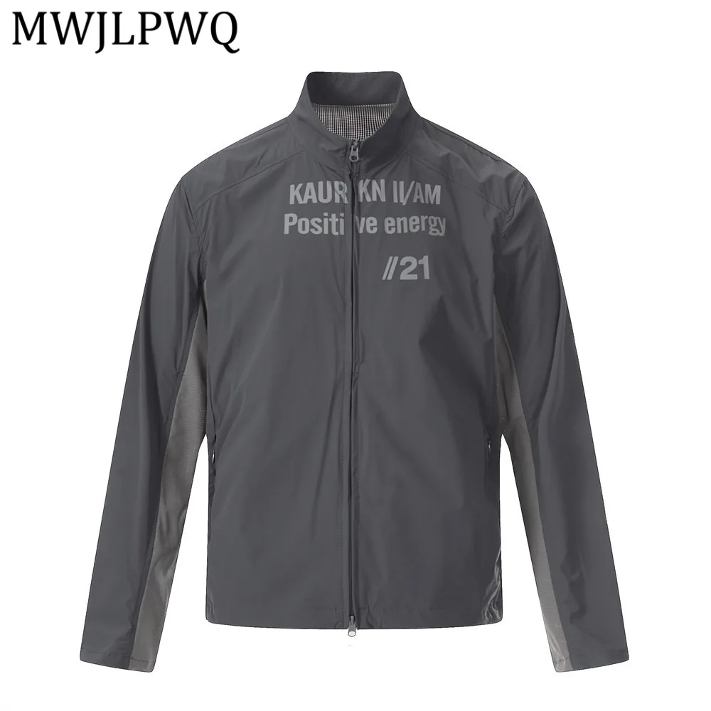 

Мужская спортивная куртка MWJLPWQ для защиты от солнца, модная, для активного отдыха, с цветовыми блоками, дышащая, быстросохнущая, с двойной молнией, воротник-стойка, модель 14331