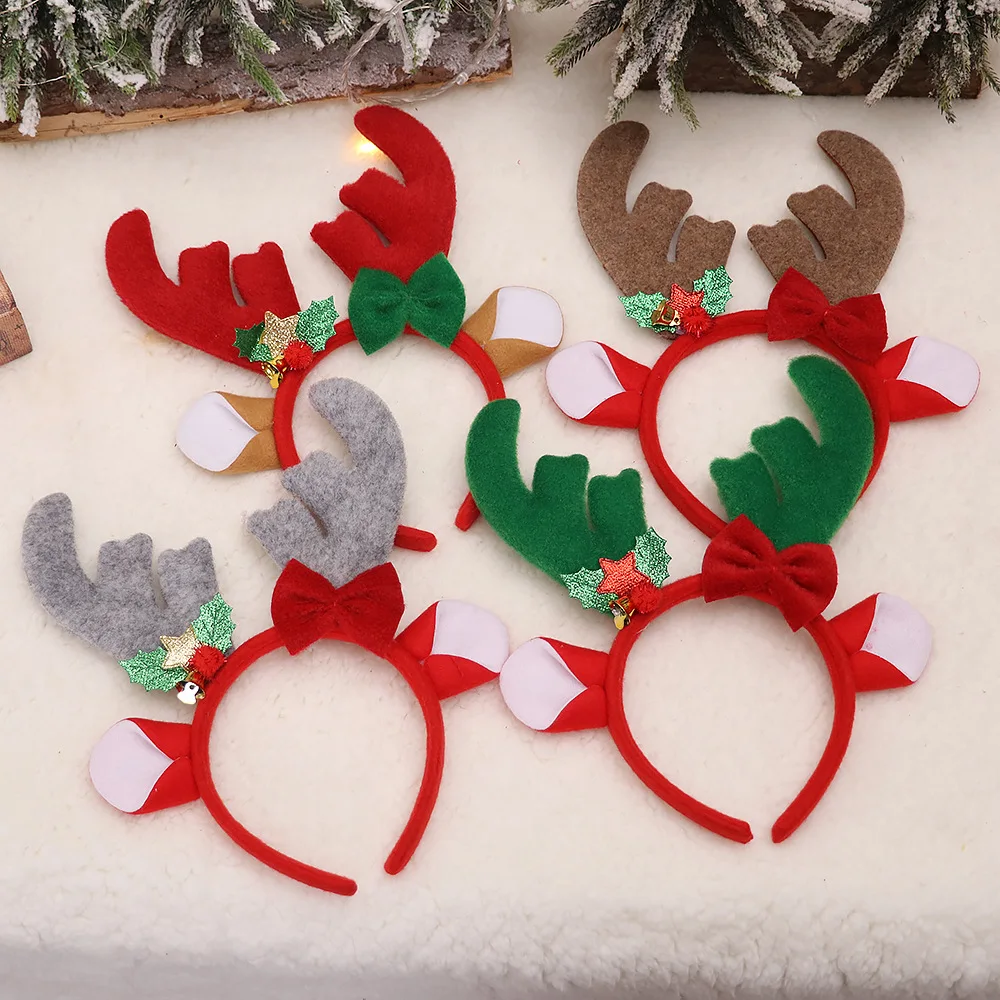 Christmas Headband Decorations for Children, Reindeer Headwear, Hair Band, Costume Party, New Yearme Party New Year Navidad 2024