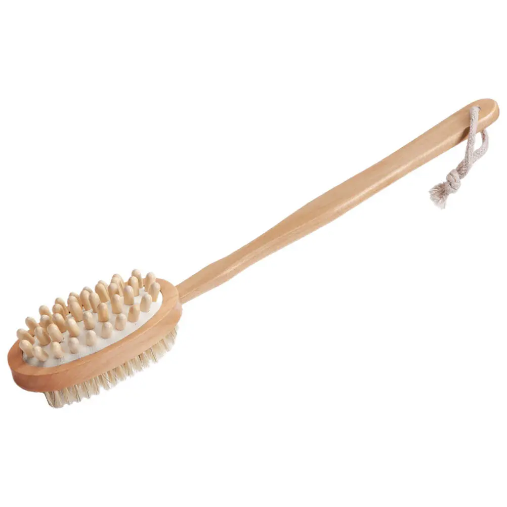 

Wooden Bath Brush Long Handle Back Scrubber for Deep Exfoliation Massage Body Cleansing Shower Tool Lotion Applicator Body