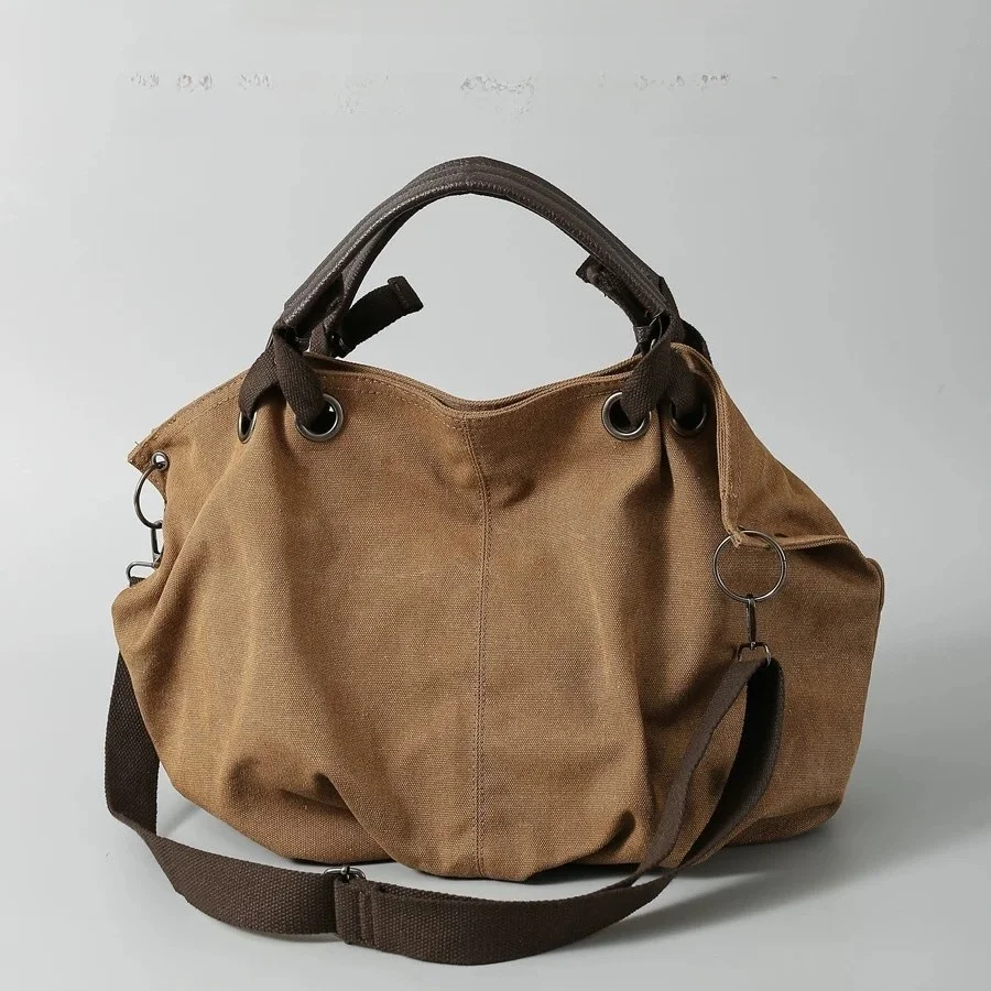 

Новая американская рабочая сумка-тоут 2025 года в стиле ретро, большая холщовая сумка для поездок на работу, с мягким плечевым ремнем, в уличном стиле, на молнии