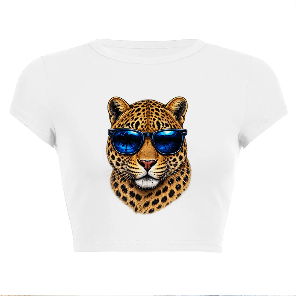 Women's Cute White Lion Leopard Tiger Print Baby Tees Casual Vintage 90s Streetwear Summer 2026 Cool Gothic Harajuku Crop Tops