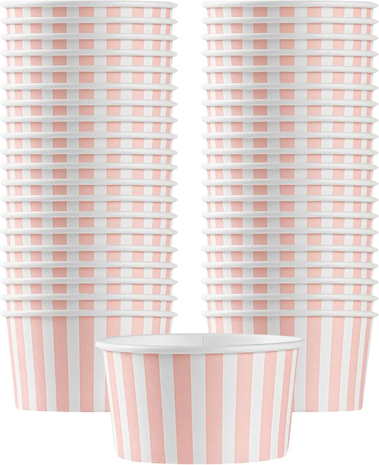 

Coppetta 8-Ounce Dessert Cups, 200 Disposable Ice Cream Cups - Lids Sold Separately, Sturdy, Pink And White Paper FroYo