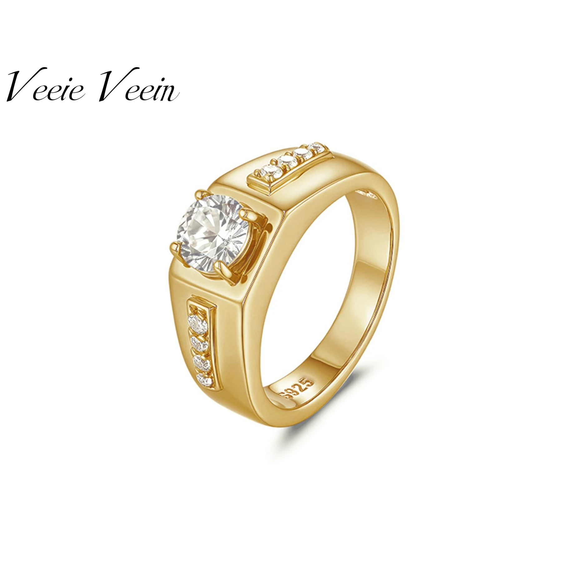 

Veeie Veein Элитный бренд S925 Стерлинговое серебро 1 карат Муассанит Сертификат GRA Кольцо Нишевый аксессуар для мужчин Ювелирные изделия