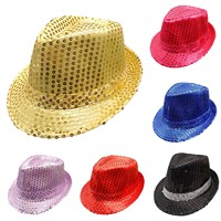 1pcs Jazz Hat Glitter SequinsRole Play Prop Performance Costume Women Men Shiny Beading Hats Dance Show Party Hip Hop 2025