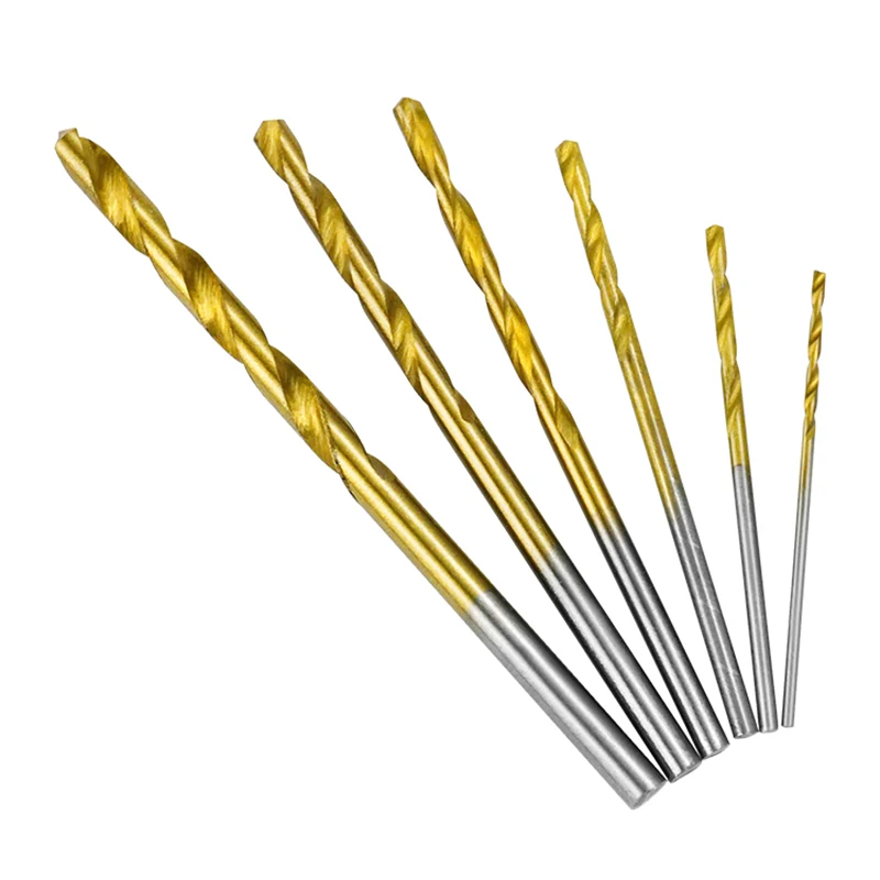 Juego de brocas helicoidales de acero de alta velocidad, juego de brocas helicoidales HSS recubiertas de titanio, para madera y plástico, 1/1, 5/2/2, 5/3/3mm, 60 unidades