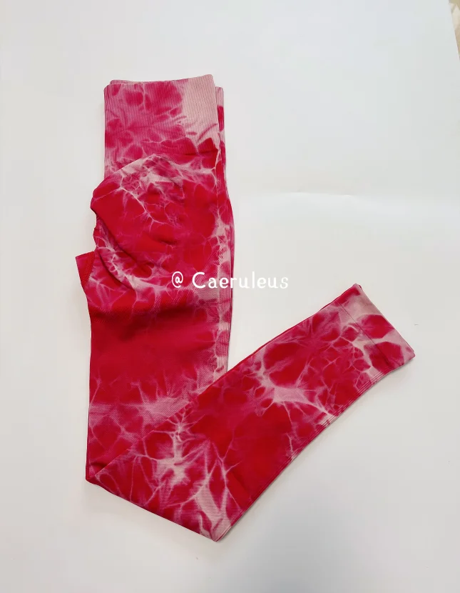 Frauen Athletische Tie Dye Gym Leggings Butt Lifting Workout Dicke Elastische Yoga Hosen Fitness Sport Hohe Taille Training Strumpfhosen – Detail 6
