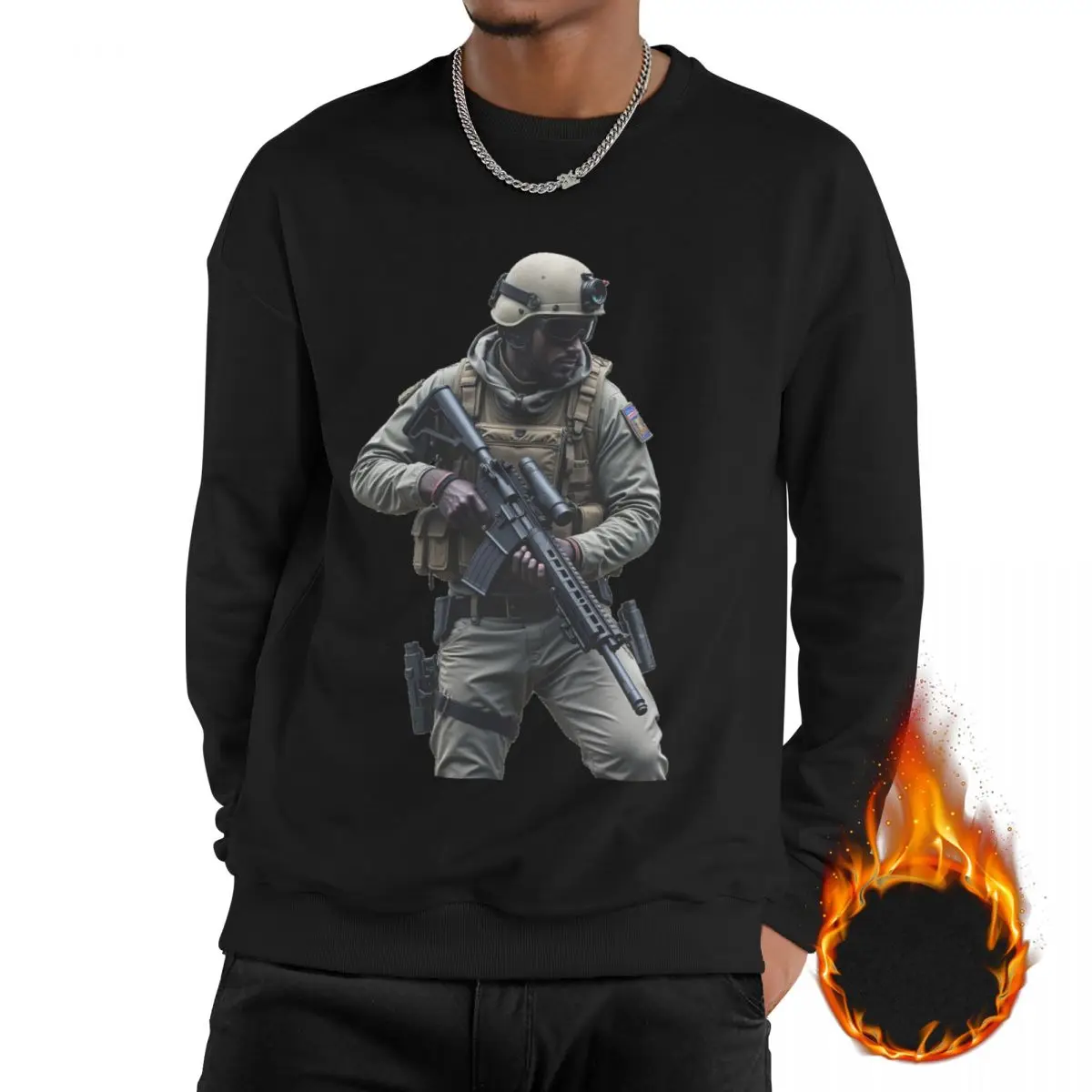 Tech Fleece Hoodies Pullovers Y2K Techwear Cyberpunk Graphic Of A Soldier With Advanced Military Gear Soft Plush Warm Hoodie Men