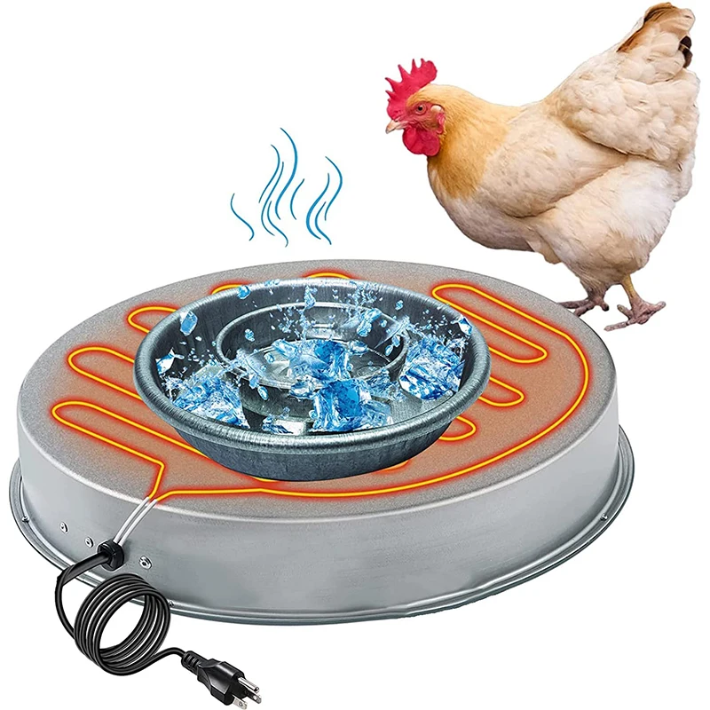 

Poultry Waterer Heated Base, Chicken Water Heater for Winter Deicer Heated Base Chicken Coop Accessories Metal Poultry Founts