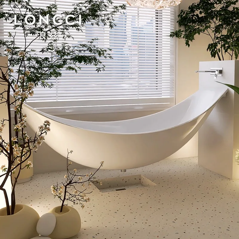 Acrylic suspended hammock type bathtub double large bath