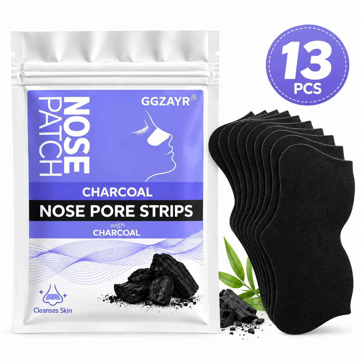 13 tiras de carbón activado para limpiar los poros de la nariz, tiras para eliminar los puntos negros y limpiar profundamente los poros, ideales para el cuidado diario de la piel.