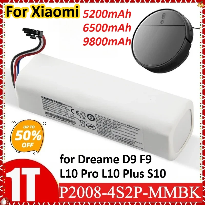 

9800mAh Replacement Battery P2008-4S2P-MMBK for Xiaomi Mijia Sweeping Vacuum Cleaner 1T for Dreame D9 F9 L10 Pro L10 Plus S10