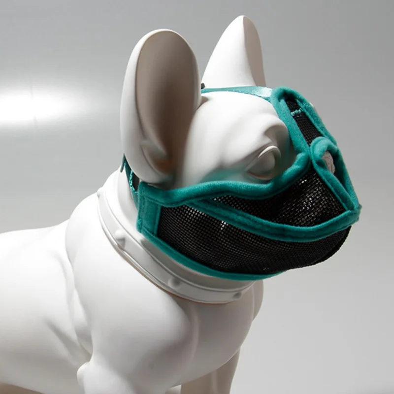 Short Snout Dog Muzzles Breathable Mesh Adjustable French Bulldog Pug Mouth Muzzle Pet Dog Biting Chewing Barking Training