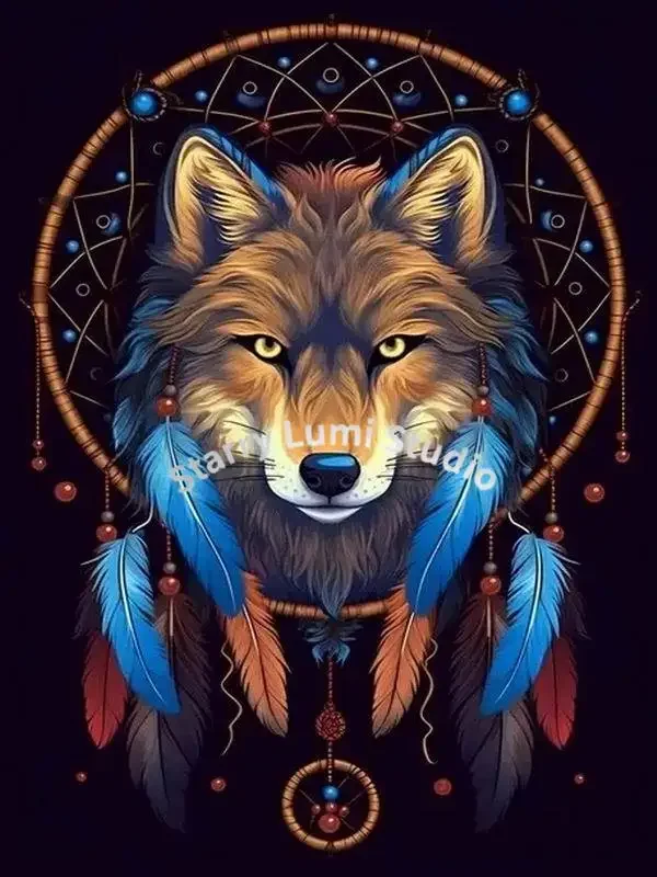 5D Diamond Painting New Collection Animal Wolf Full Embroidery Feather Catcher Mosaic Wall Decor