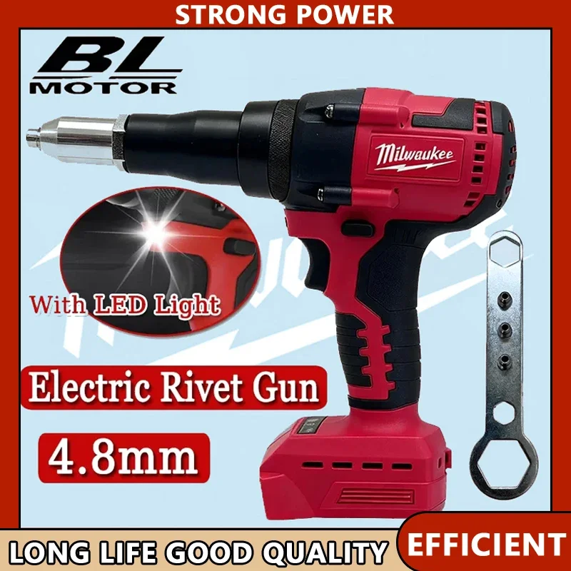 

Milwaukee Electric Riveter Gun 4.8MM Cordless Brushless Rivet Tool with LED Light Compatible with 20V 18V Milwaukee Batteries