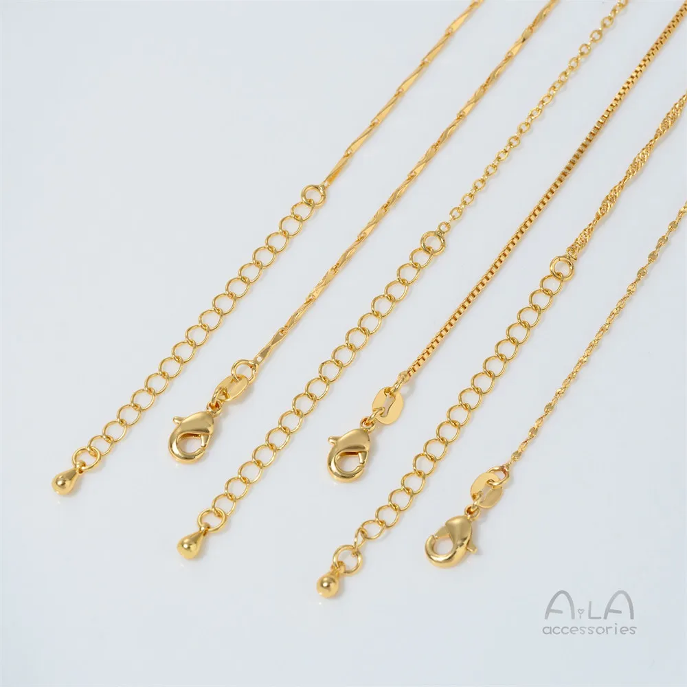 24k corrente banhada a ouro real clavícula corrente lingote diy colar pulseira extensão corrente areia ouro jóias corrente combinando