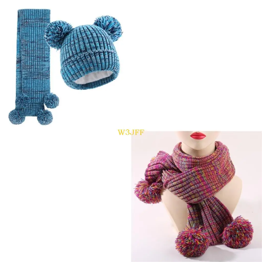 

W3JF Children Knitted Hat & Scarf set Fashionable Unisex Toddler Bonnet & Scarf set Comfortable Hat for Outdoor Use Ages 3 12
