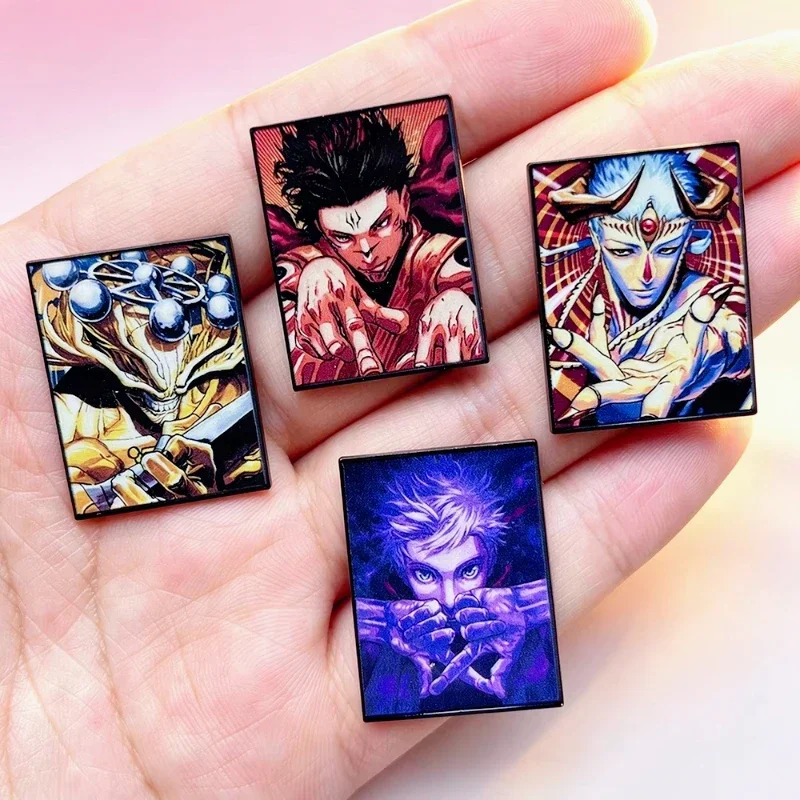 Hot 4Pcs Cartoon Manga Style Enamel Lapel Badge Set Cool Boy Character Brooches Metal Pins for Backpacks Collectible Decor Gifts