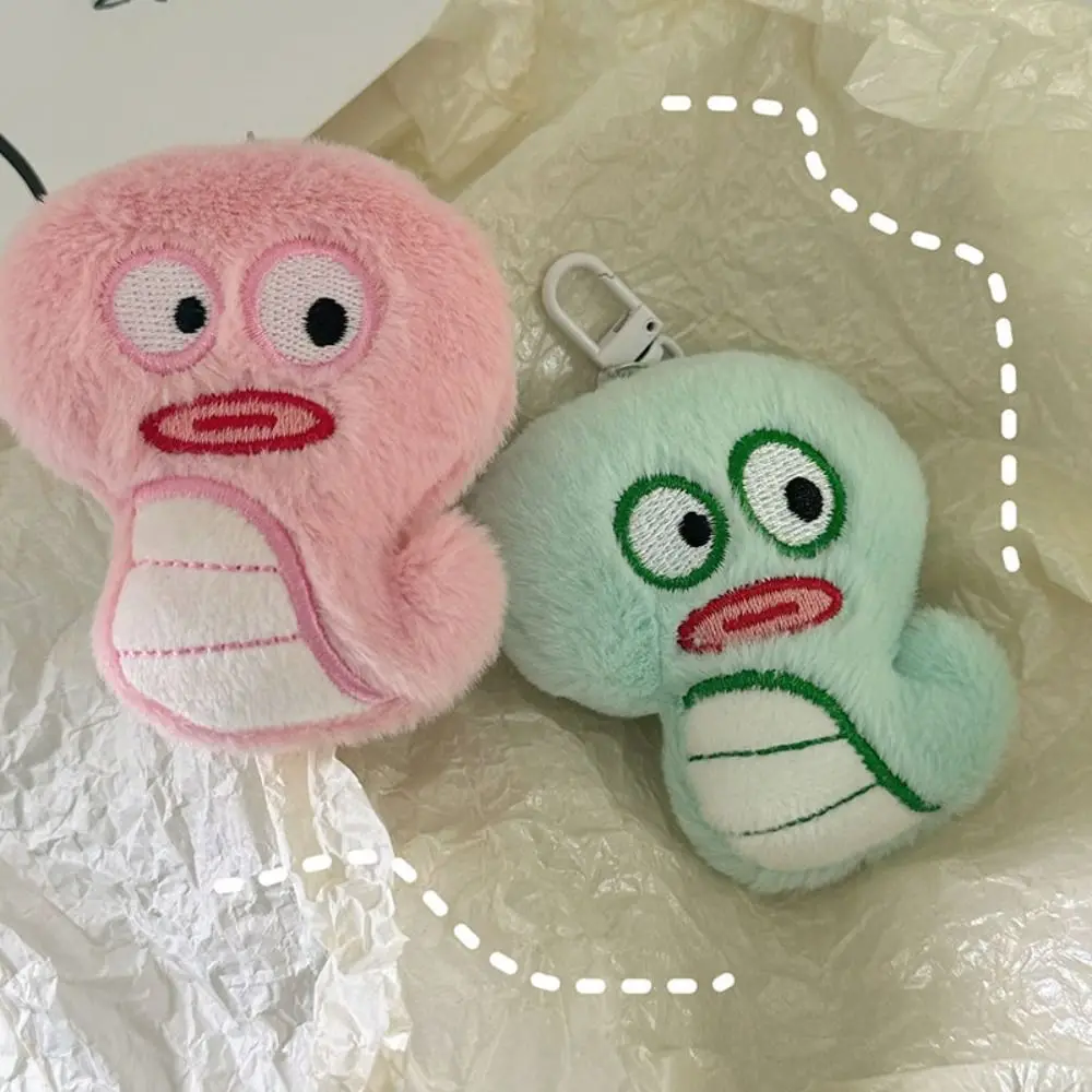 2025 Zodiac Snake Plush Keychain Big Eye Soft Snake Stuffed Keychain Green&Pink Animal Snake Animal Stuffed Doll Children