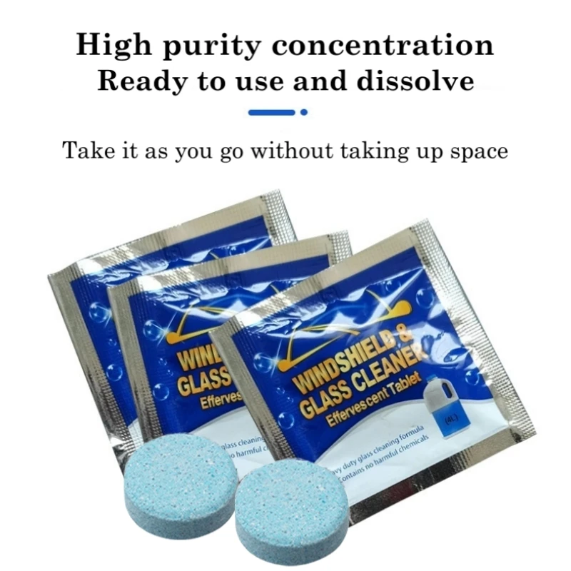 Car Windshield Washer Fluid Concentrated Tablets Solid Effervescent Wiper Tablet for Car Room Kitchen Window Glass Cleaning