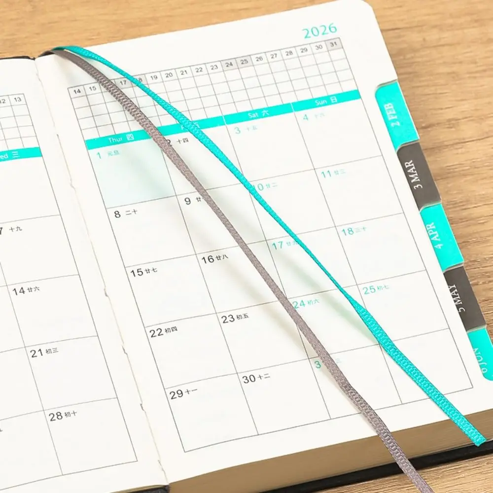 English 2026 Schedule Planner Notepad 12 Months Pu Leather B6 Schedule Book Portable Wear-resistant 365 Days Efficiency Notebook