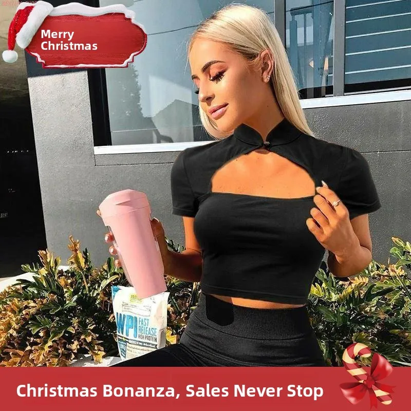 

Women's Harajuku Sle ort Sve Crop Top Hollow out T-irt Casual Faion Ladies' Tee Other Sle Regular Sve Other Mate...