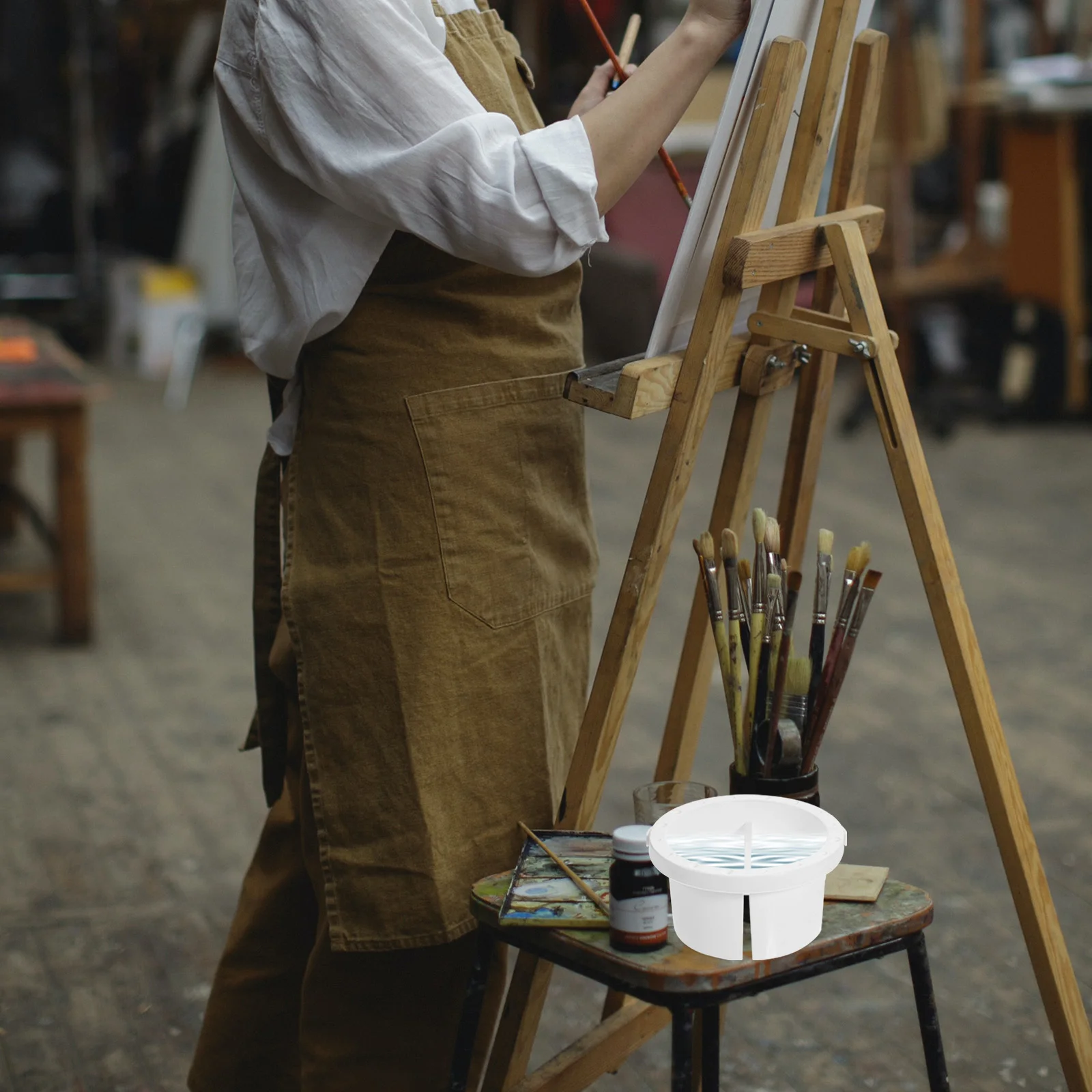 

Paint Brush Washer Compact Reusable Plastic Water Bucket For Artist Cleaning Supply Household Daily Use Brush Holder Wash