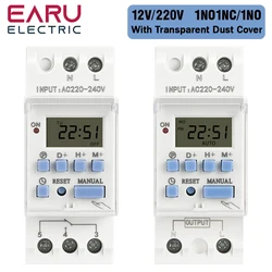 DC AC 220V 12V 30A Electronic Weekly 7 Days Programmable LCD Digital Timer Switch Relay Control Din Rail 1NO1NC 1NO THC15A 30A