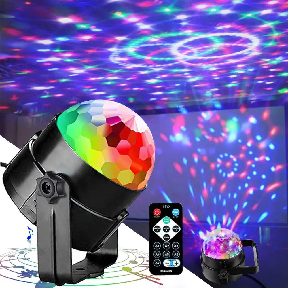 Strobe Light Sound Activated Stage Lamp with Remote Control Disco Ball Lamps for Home Parties Kids Birthday Wedding Bar