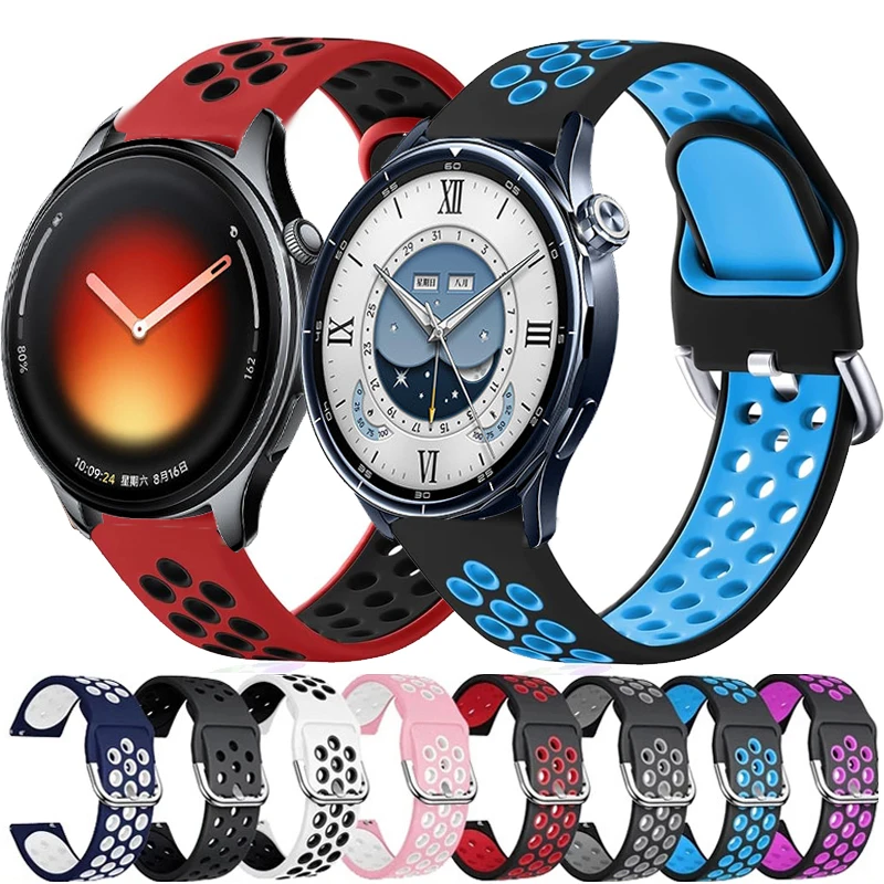 Correa de silicona transpirable de 22mm para Xiaomi Watch 5, pulsera deportiva para Xiaomi Watch S5 S4 S3 S2 S1 Active/2 Pro/Mi Color 2 1
